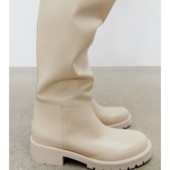 Zara FLAT LEATHER KNEE HIGH BOOTS Size 39 - Picture 4 of 6